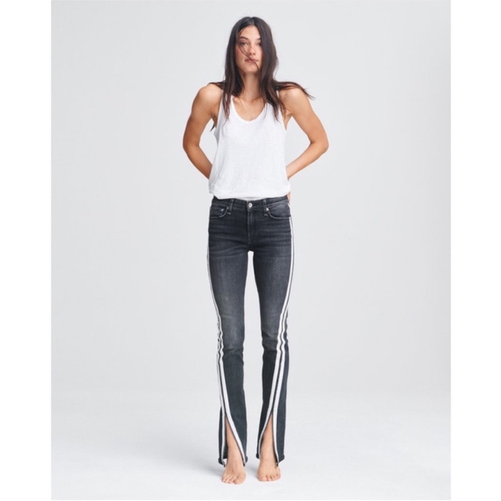 RAG & BONE Cate Mid Rise Flare Jeans NWT gray stripe women’s size 27 - Picture 2 of 9